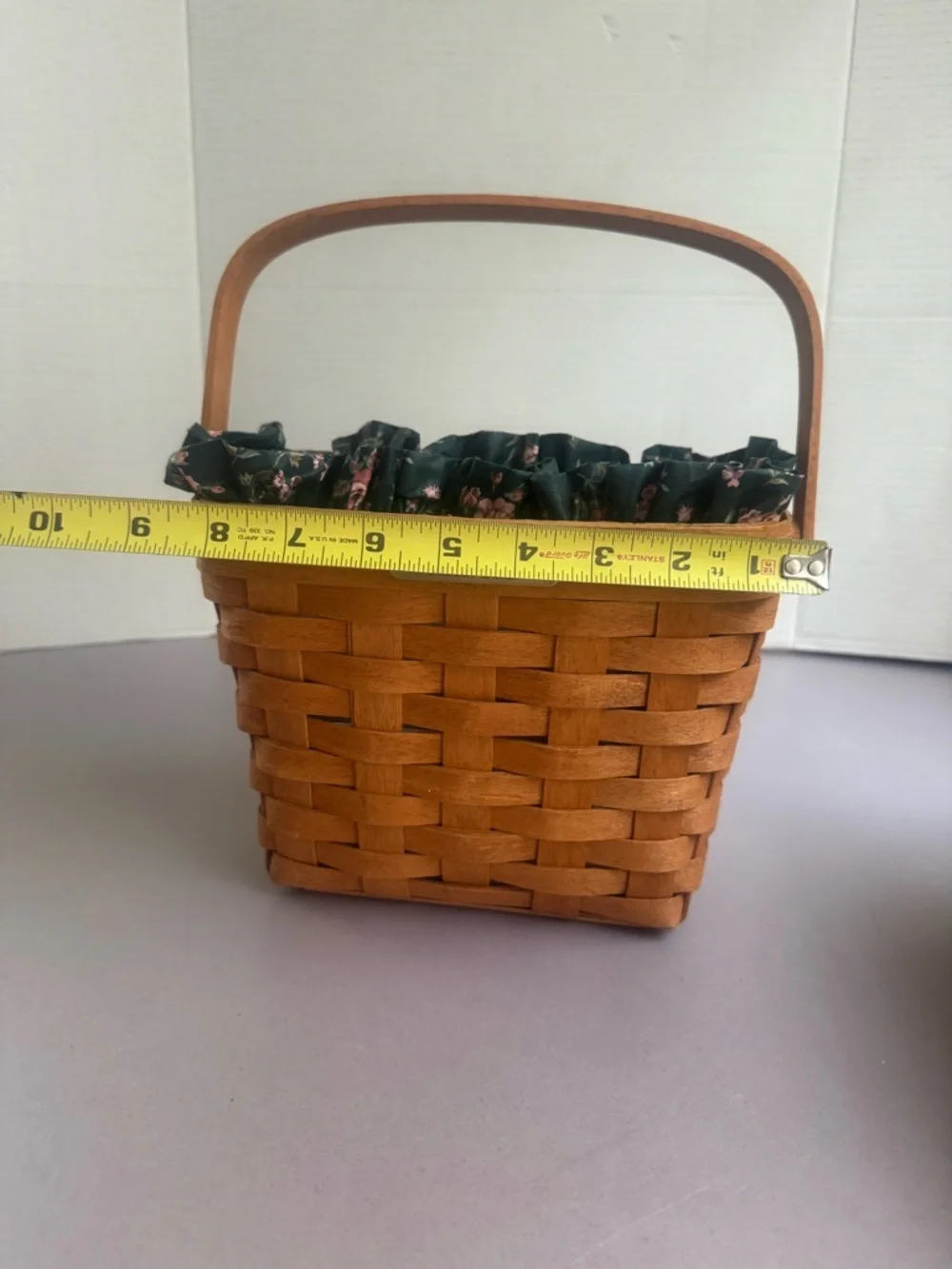 Longaberger Desden Honey Wood Basket with Dark Floral Liner
